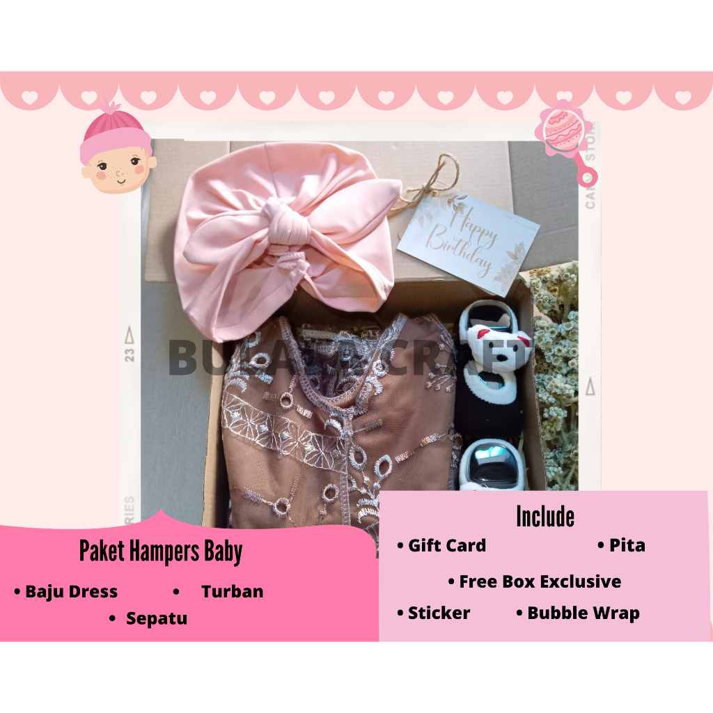 

Hampers Kado Gift Box Baby New Born Dress Untuk Usia 0-12 Bulan