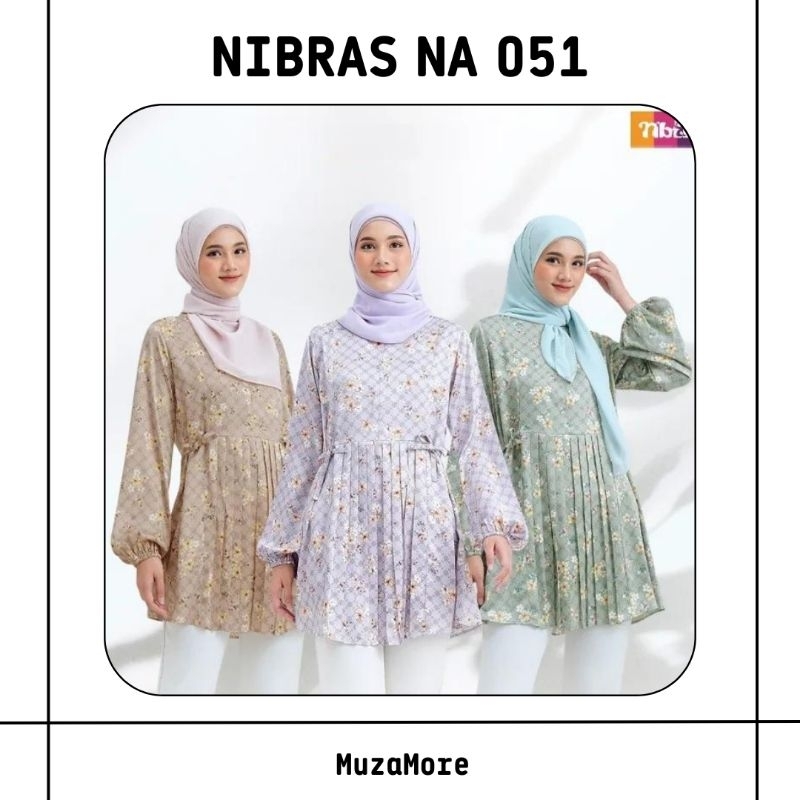 TUNIK NIBRAS NA 051 LAVENDER|| BROWN|| SAGE GREEN TERBARU
