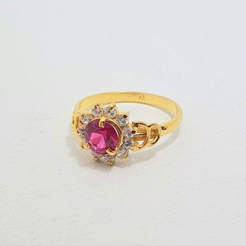 Cincin Emas Muda Mata Merah Mata2 Putih 2 Gram