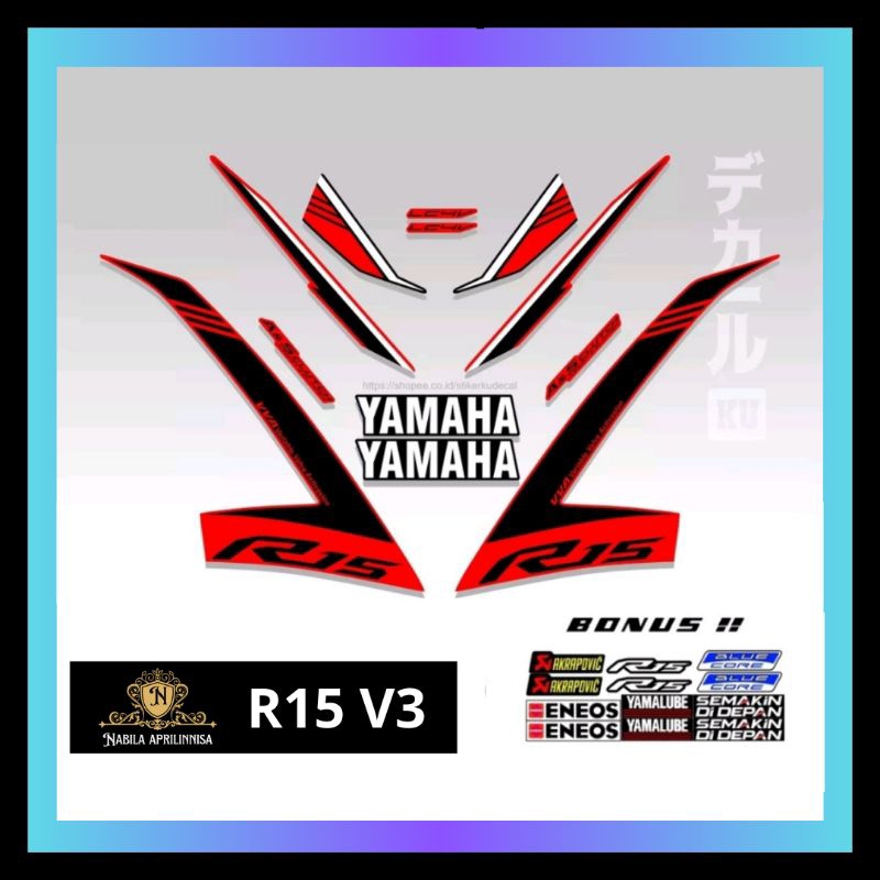 Striping yamaha R15 V3 edisi 1 stock becals ori Stiker