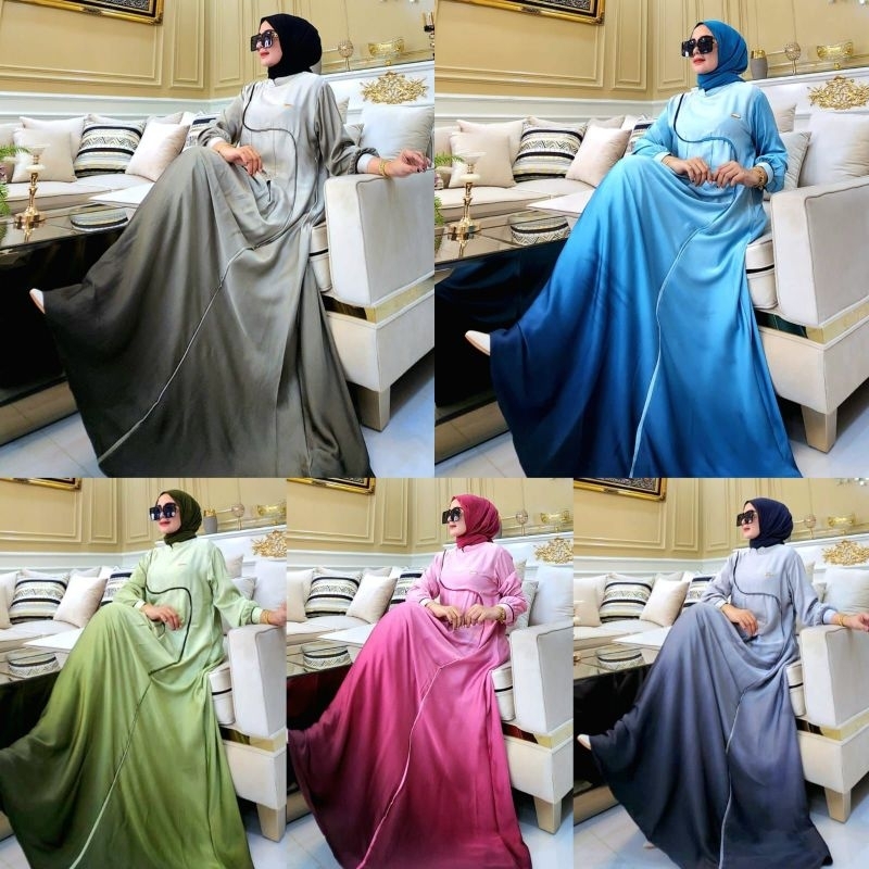 (p1) SYAFERA ELSA Baju Dress Gamis Wanita Muslim Elsa Gradasi Dress By Syafeera Syari. Nazra  Sha