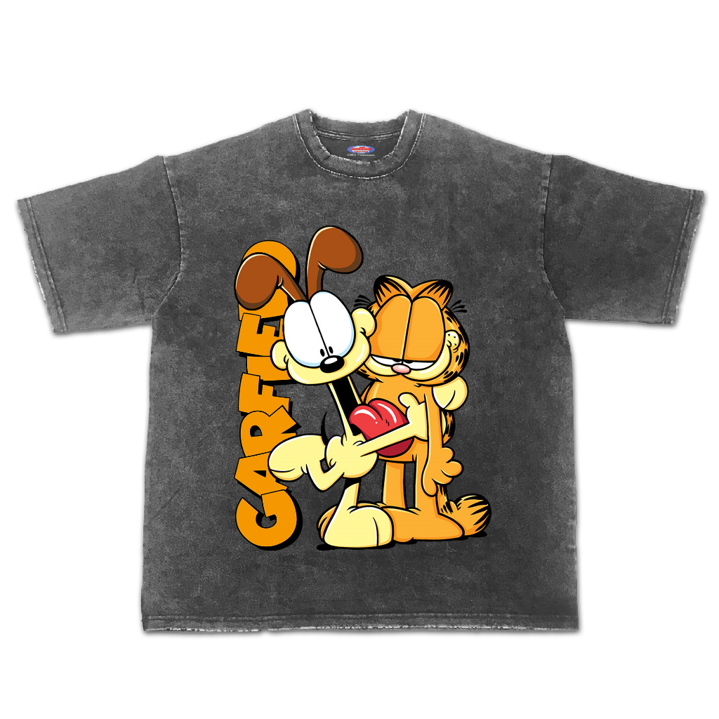 Kaos Kartun Garfield Oversize Stone Wash