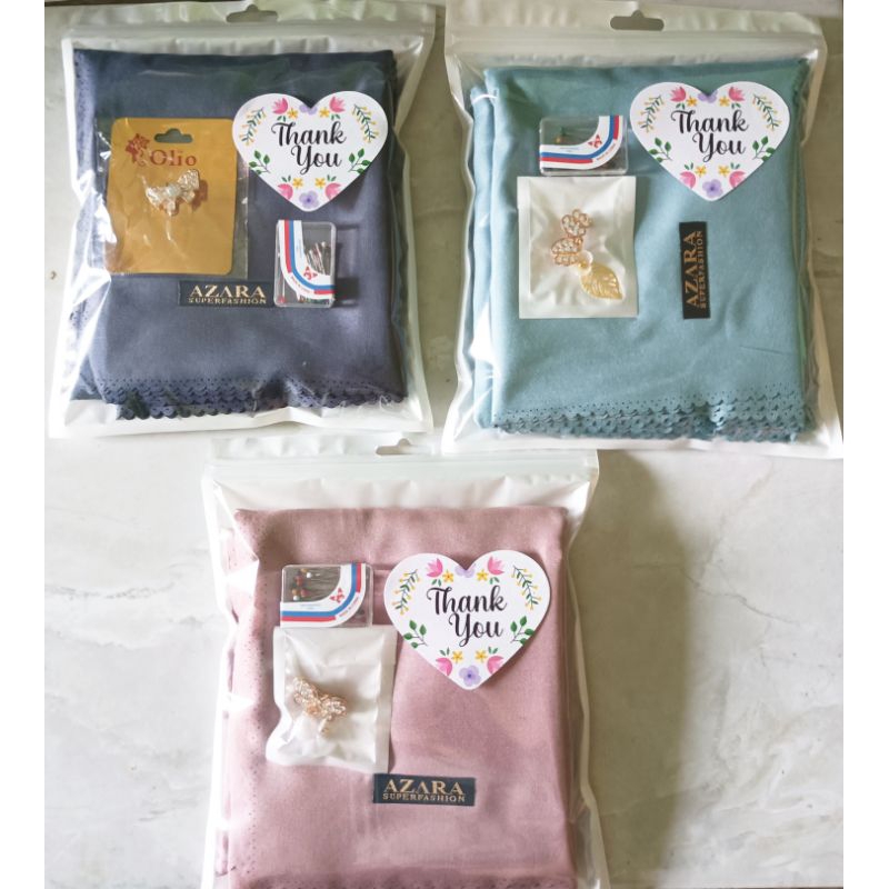 Hampers hijab polos,motif/Hampers Hijab segi empat/Hijab Pashmina(Bonus Bross,jarum&card thank you)