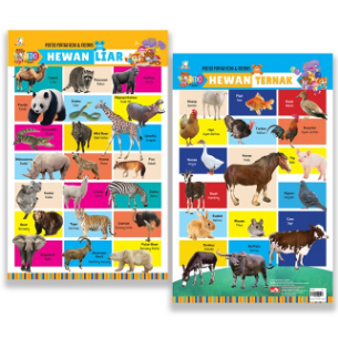 Opredo 2 in 1 Poster Pintar Redo & Friends - Hewan Liar & Hewan Ternak