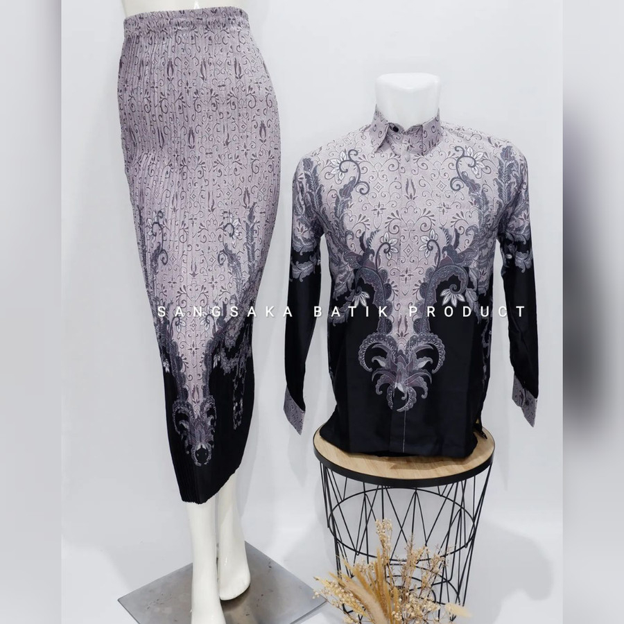kemeja couple pasangan / kemeja batik couple rok / batik couple
