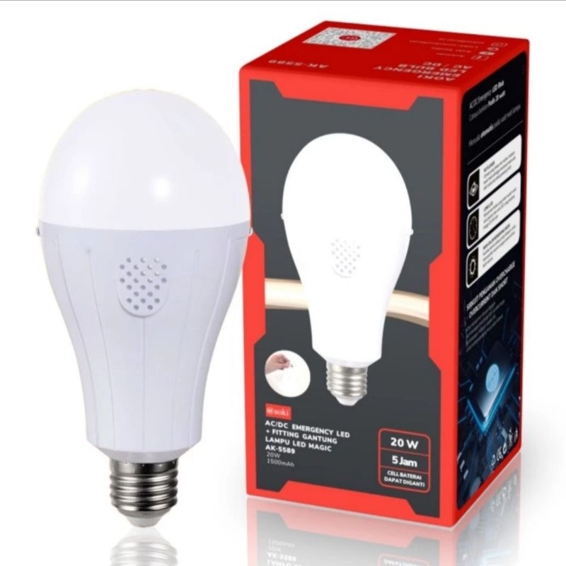 AOKI Lampu Emergency Aoki AC/DC 20W Fitting On/Off Baterai