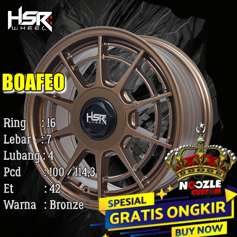 VELG MOBIL JAZZ BRIO RING 16 TYPE HSR BOAFEO R16 LEBAR 7 RATA PELEK RACING HSR