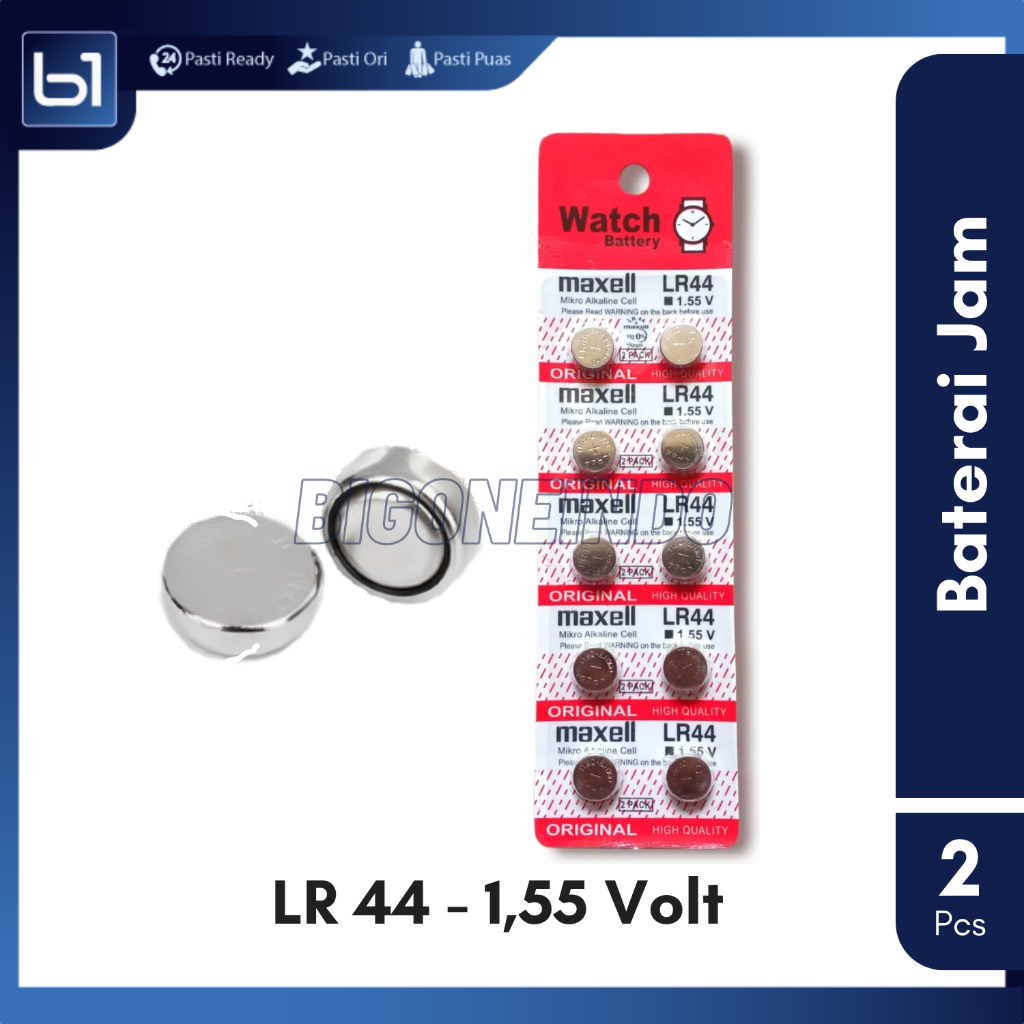 Baterai Maxell LR44 Kancing Mikro Alkaline Cell, Batre Jam, Battery LR41 Kalkulator