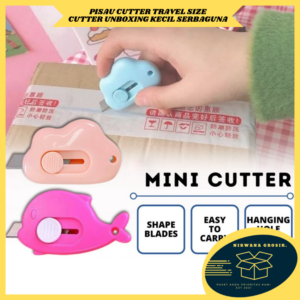 

NG Pisau Cutter Mini Model Awan & Dolphin Alat Bantu Potong Kertas Plastik Unboxing Paket Perlengkapan ATK Sekolah Travel Size