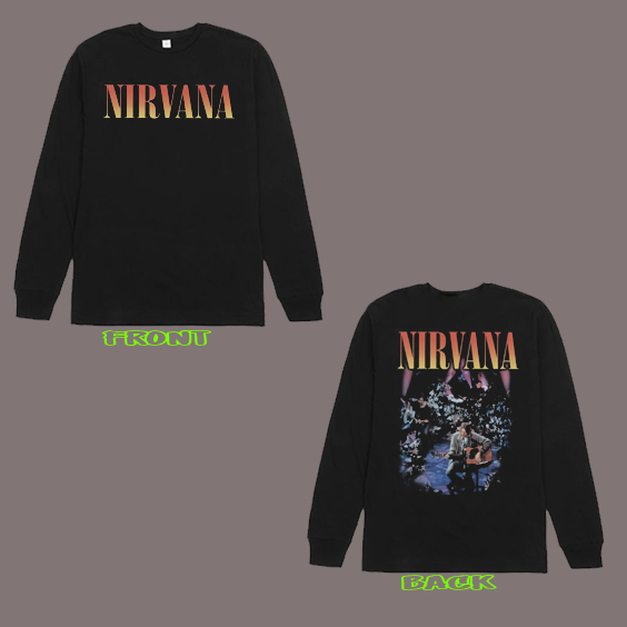 Nirvana Unpluged T shirt Long Sleeve Front Back