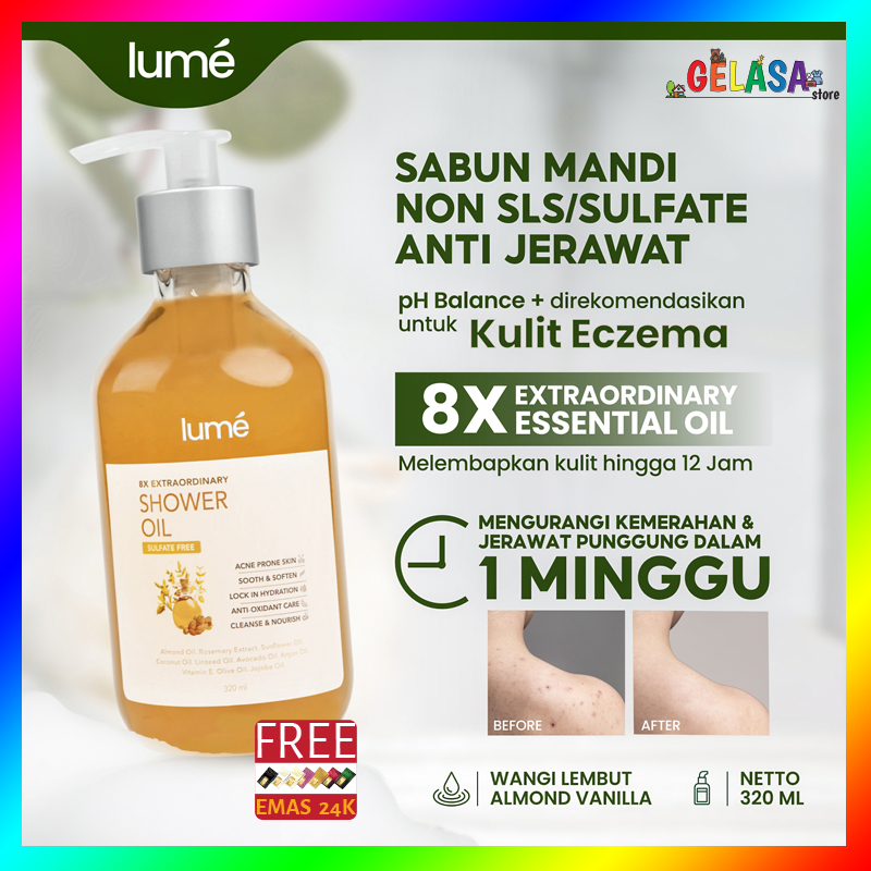 (Free Emas) LUME 8x Extraordinary Shower Oil Body Wash Sabun Mandi NON SULFAT SLS LUMECOLORS