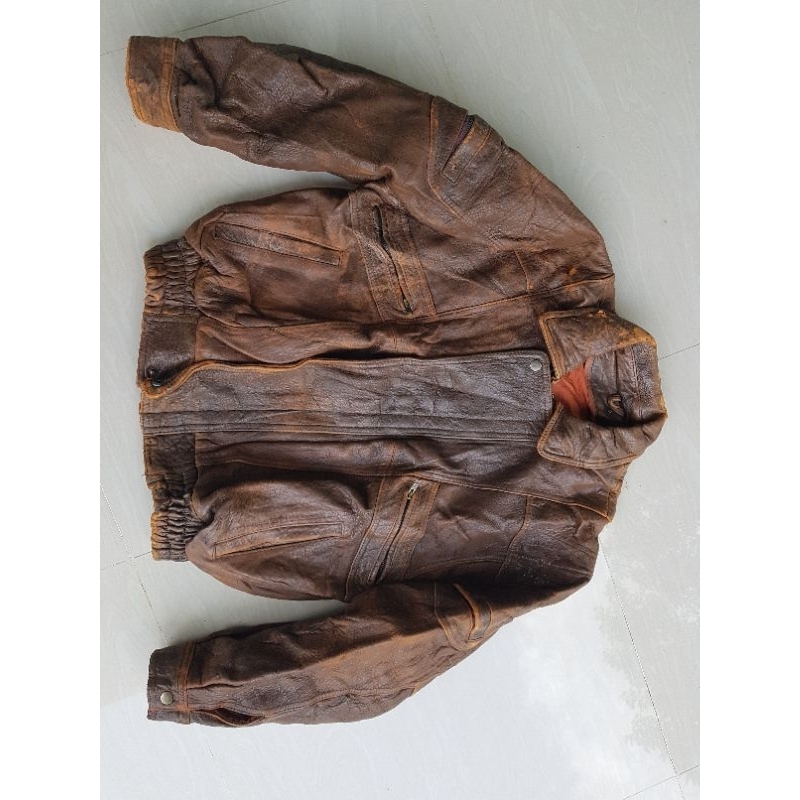 JAKET KULIT SECOND ORI BOMBER VINTAGE SUPER TEBAL