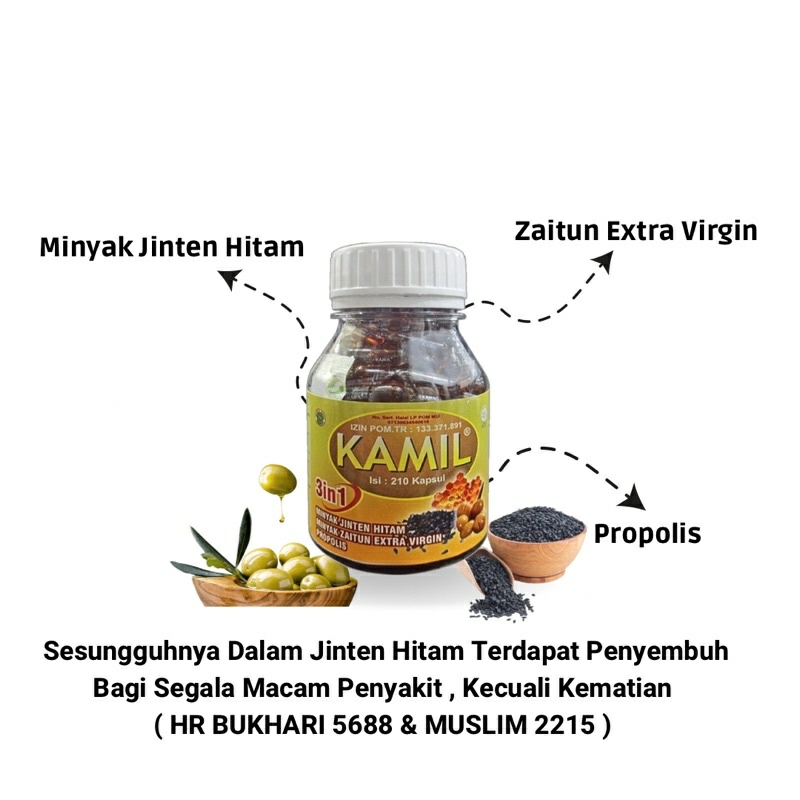 Habbatussauda KAMIL 3 in 1 Minyak Jinten Hitam Zaitun dan Propolis