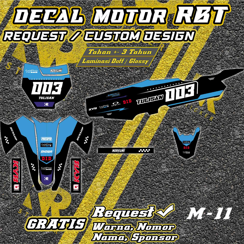 Stiker Decal Motor RBT sticker motor bebek trail Custom Desain | M11 | KR Sticker