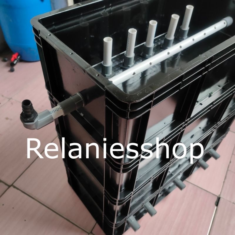 Box filter kolam ikan trickle filter 4 susun Hitam