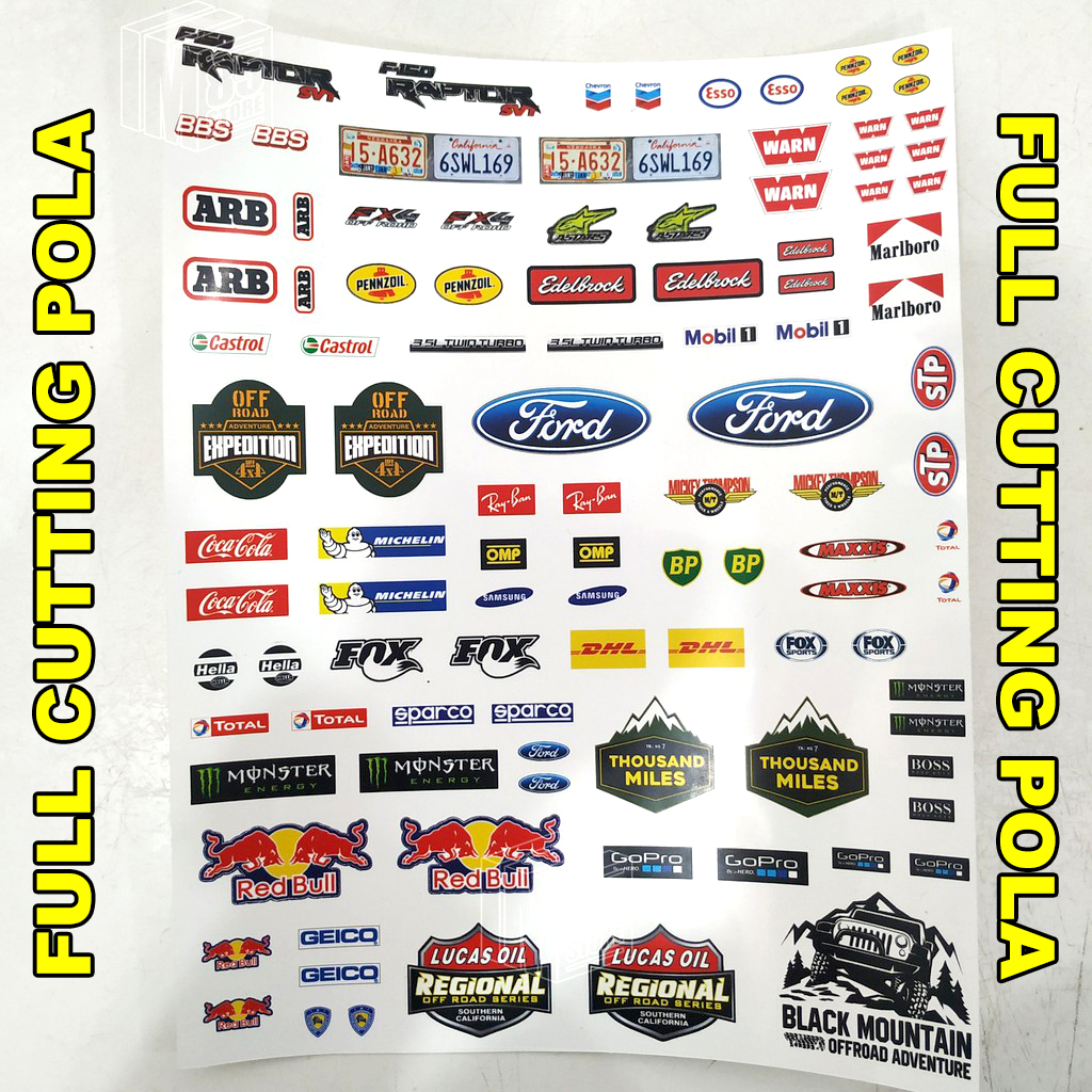 Stiker Decal RC Offroad 1/12 dan 1/16 Ford (Full Cutting Pola)