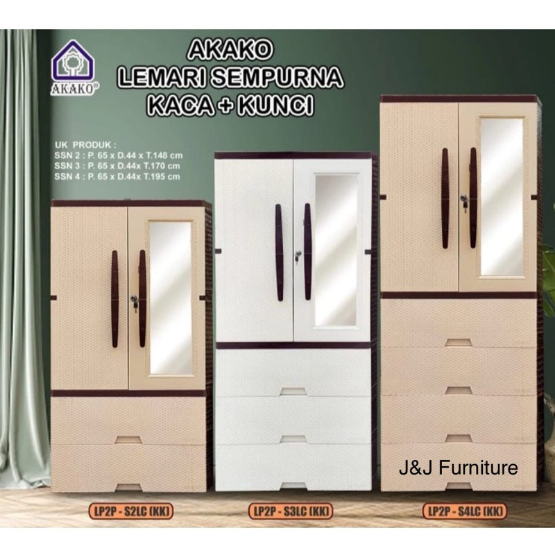 Lemari pakaian kaca + kunci makassar murah