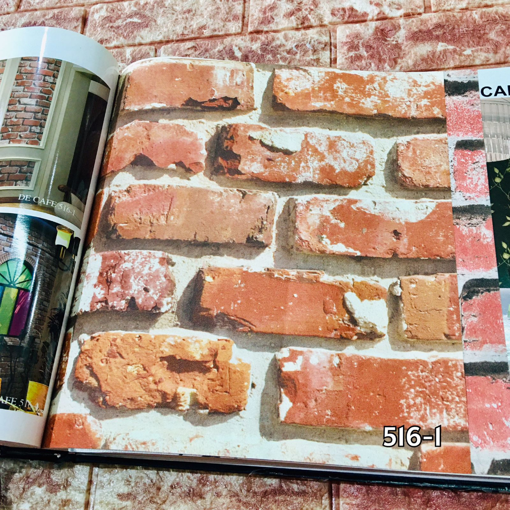 WALLPAPER DINDING MOTIF BATA COKLAT 3D CAFE ALAMI