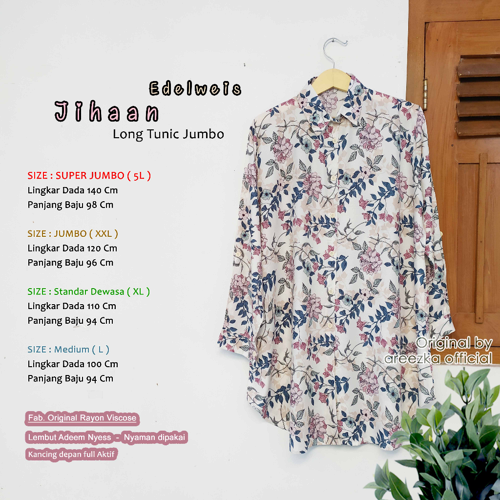 Dorpi Tunik JUMBO Big Size Polos Bahan Rayon Premium