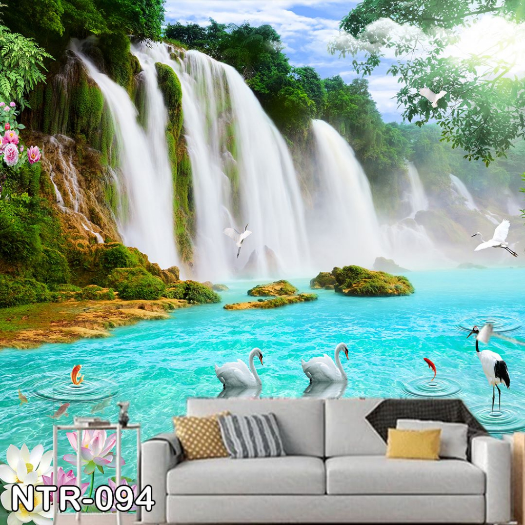 Wallpaper 3D Custom Pemandangan Alam Walpaper Sticker Dinding Pantai stiker Pegunungan Hutan