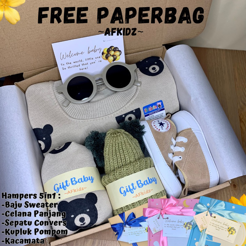 Hampers Bayi Setelan Sweater Motif Bear Balita 6 Bulan Sampai 20 Bulan / 1,5 Tahun