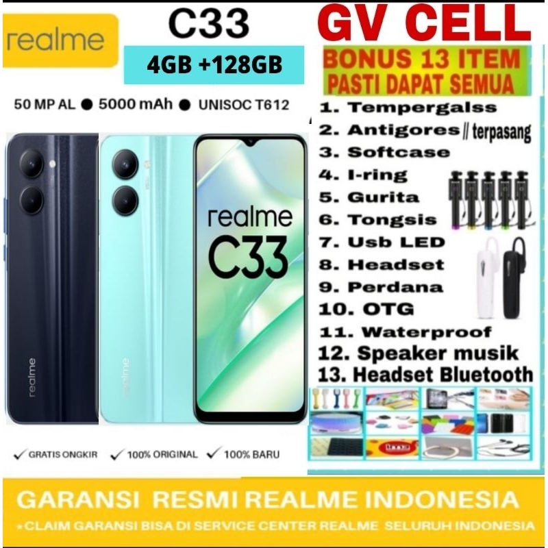 REALME C33 4/128GB & C33 4/64GB RAM 4GB ROM 128GB GARANSI RESMI REALME