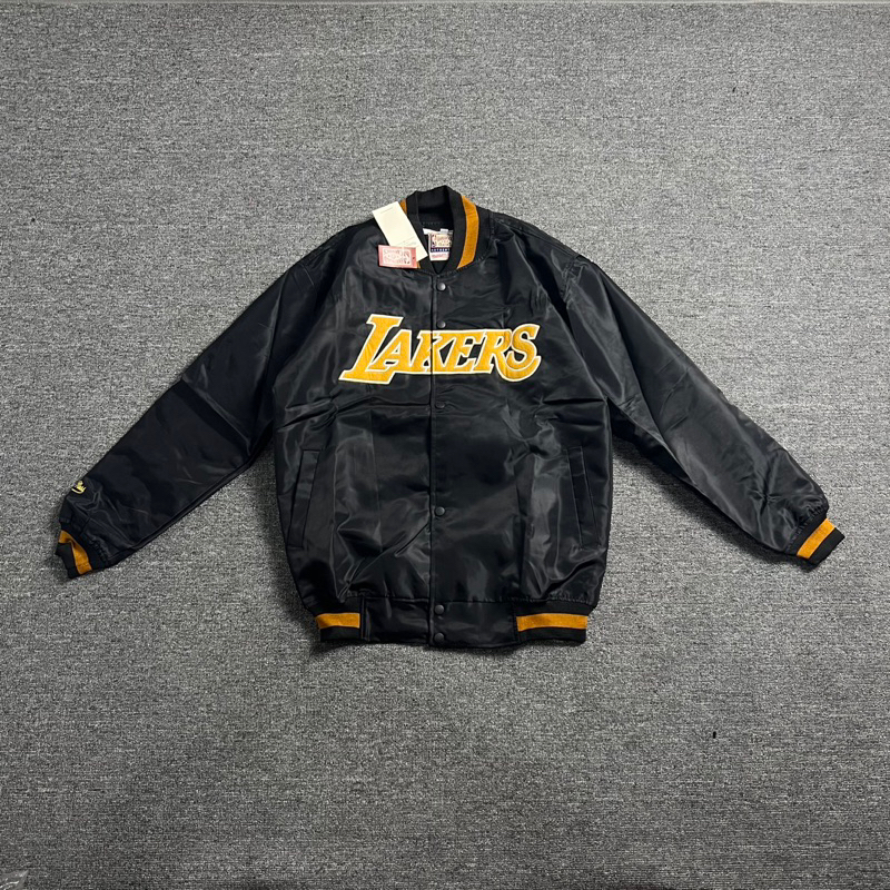 JAKET VARSITY LAKERS MITCHELL AND NESS FULL TEG