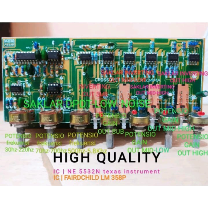 Kit Crossover Aktif 4 Way Sistem State Variable Frekuensi Sub Rendah Halus