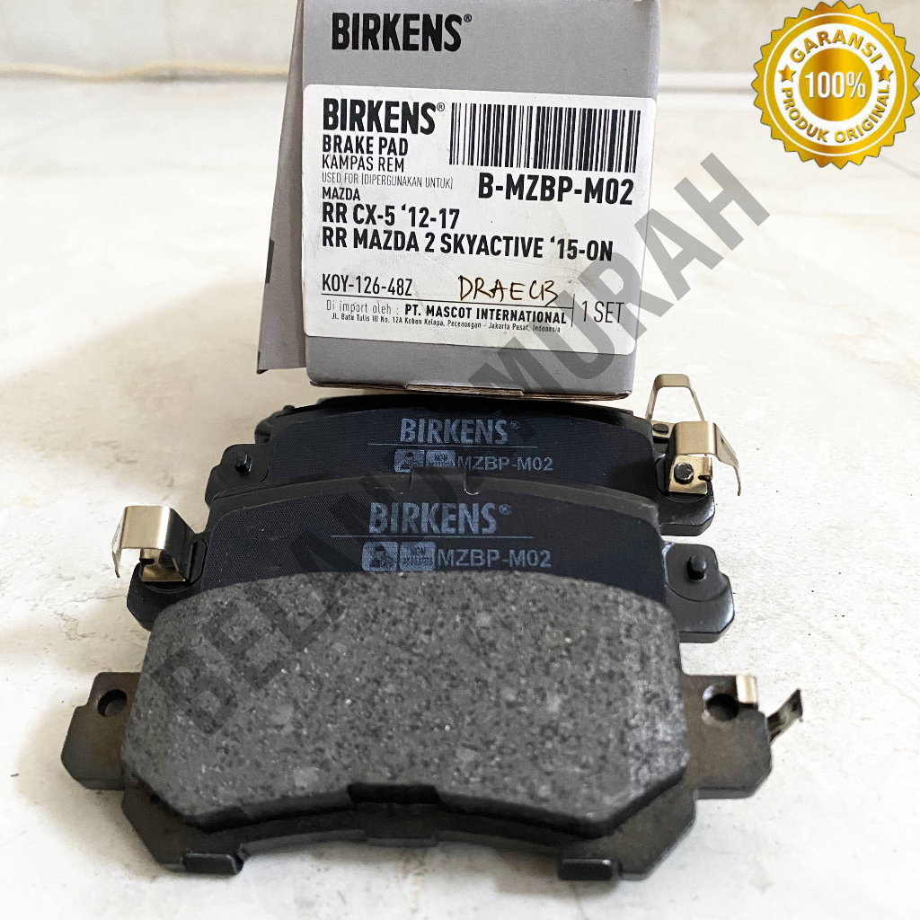 Brake Shoe / Kampas Rem Belakang Mazda 2 SkyActive / CX-5 Birkens Asli 100% K0Y-126-48Z