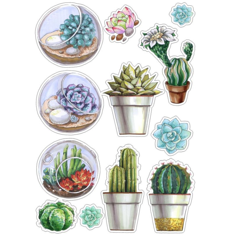 

[15 pcs] Stiker Kaktus Tupai Bunga untuk Journaling Dekorasi Freebies