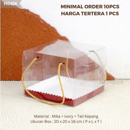 Box Mika Kue 20x20x16 / Box mika Basah & Kue Kering / Box Hampers Tali / Cake Box / Kotak Mika Kue