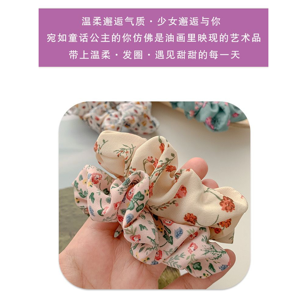 Ikat Rambut Elastis Motif Print Bunga Untuk Wanita/ Scrunchie/ Cemol/ Import