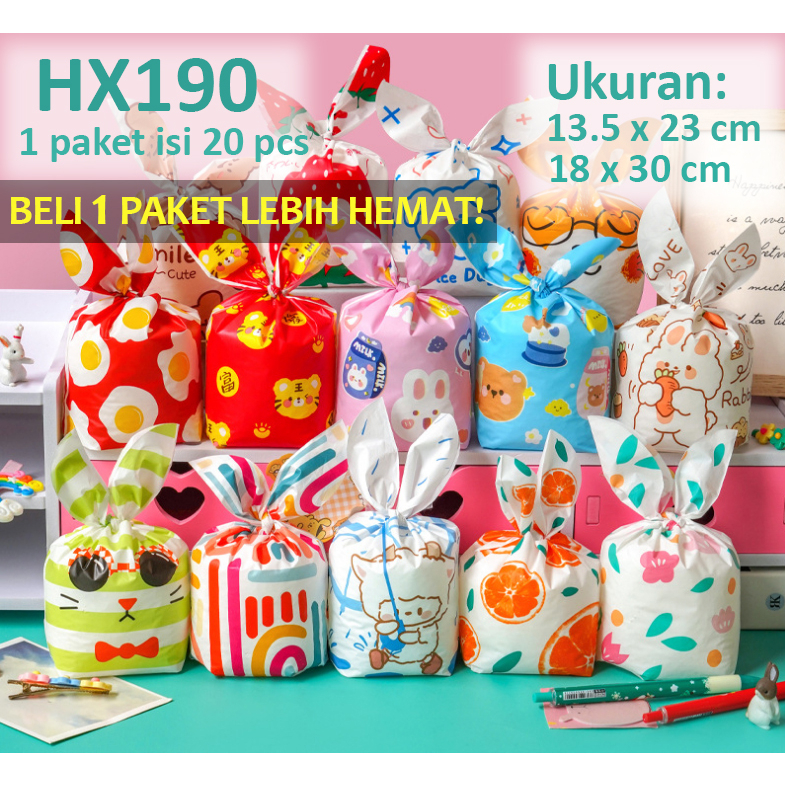 

HX190 [20 pcs] 13.5x23 / 18x30 cm Plastik Kuping Kelinci Souvenir Hadiah Snack Kue Permen Goodie Bag Bingkisan Ulang Tahun HX170