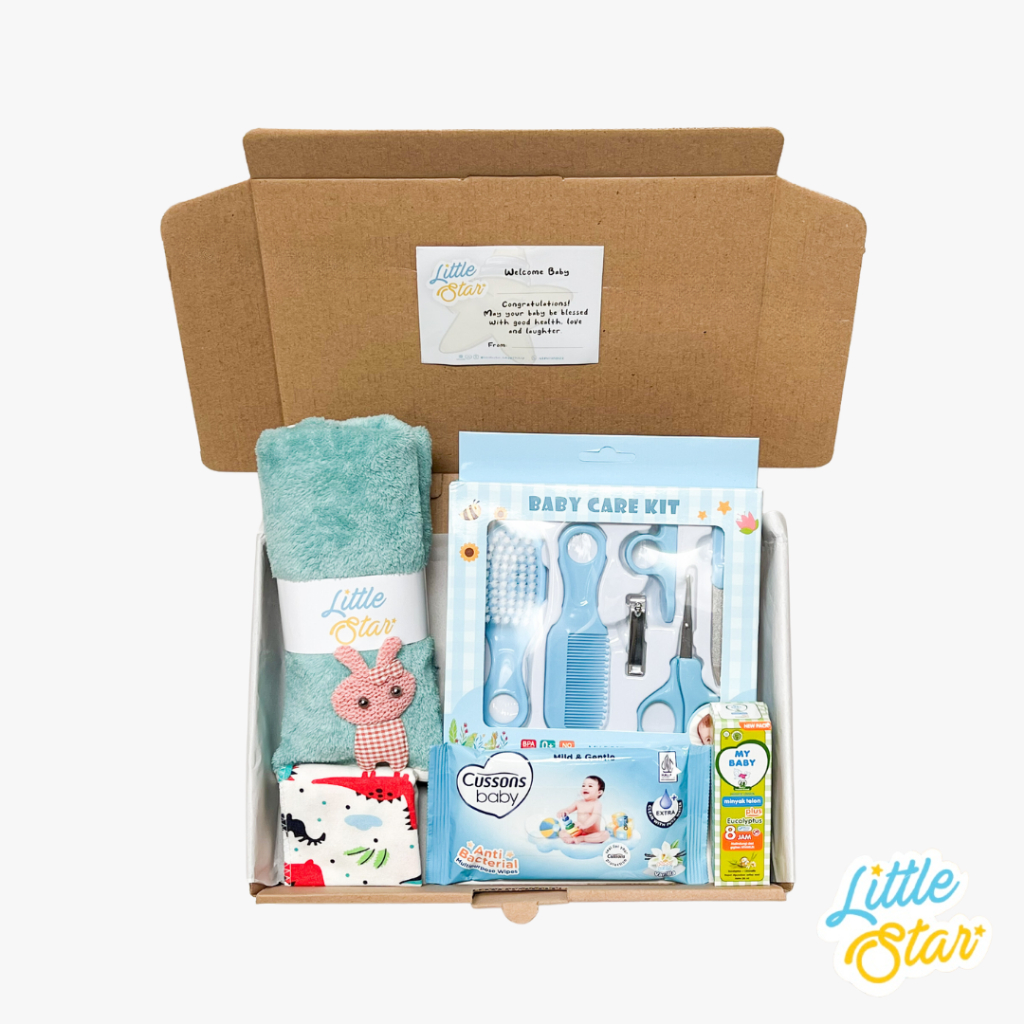 LS 5in1 Hampers Newborn Baby Care Gift Set Alat Perawatan Bayi Lahiran Handuk Bedong Bayi Baru Lahir Unisex Boy Girl