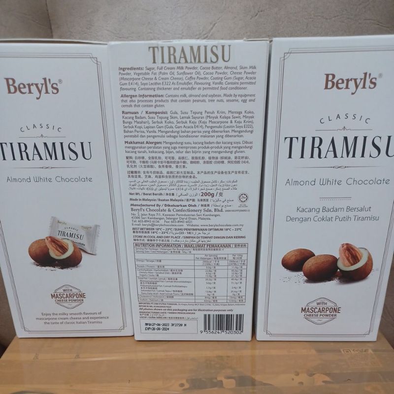 

Beryl's Classic Tiramisu Almond White Chocolate 200 gram