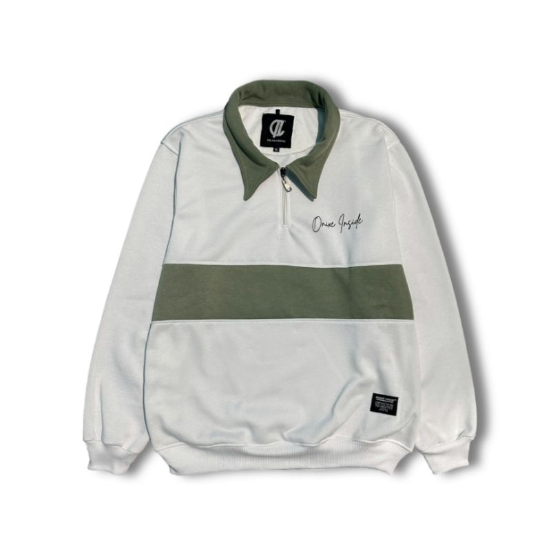 Onixe Inside Jaket Rugby Pria & Wanita (UNISEX) Kombinasi  Original High Quality Distro(Bisa COD)-RUGBY| PUTIH-OLIVE