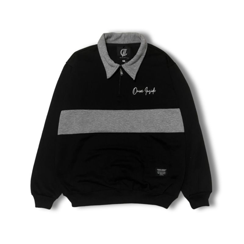 Onixe Inside Jaket Rugby Pria & Wanita (UNISEX) Kombinasi  Original High Quality Distro(Bisa COD)-RUGBY| HITAM-MISTY
