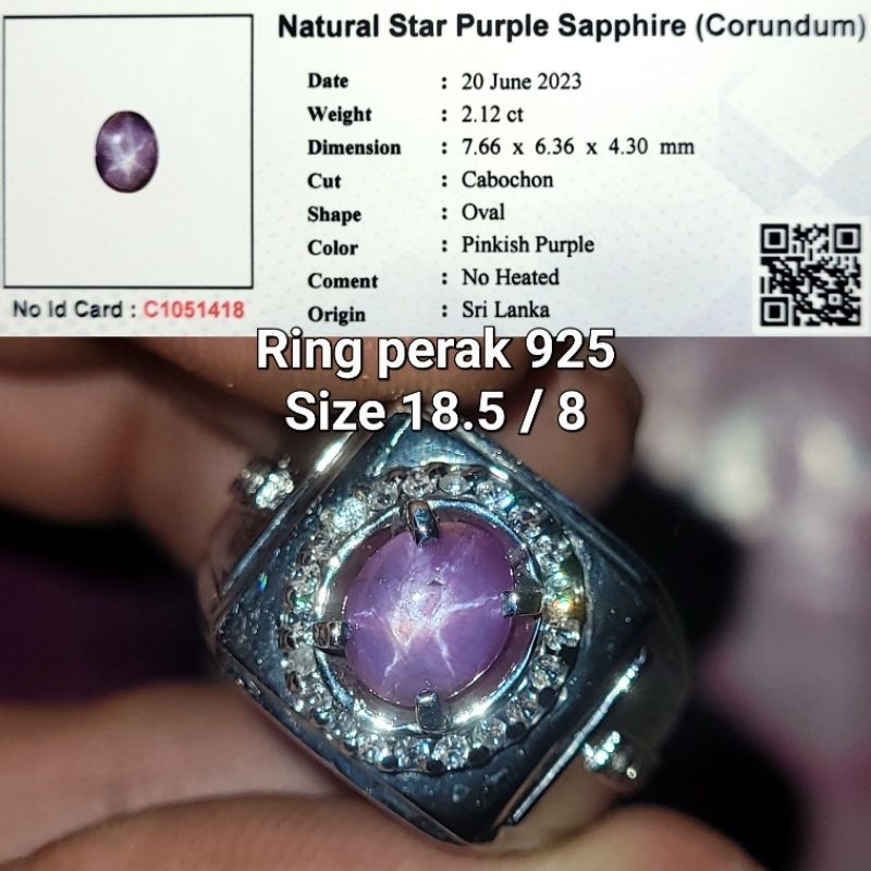 Natural pinkish purple star sapphire ceylon safir srilanka