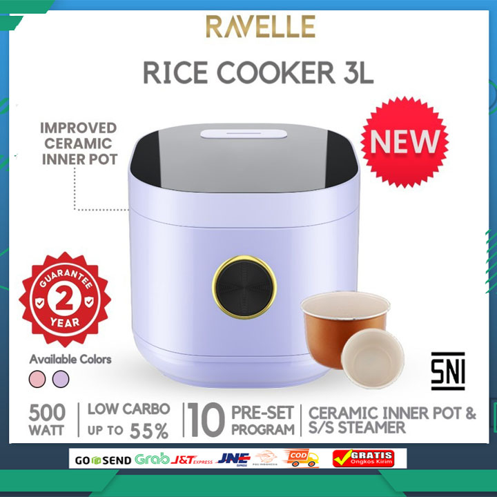 Ravelle Rice Cooker Multicooker Smart Cooker Magic Com Mejikom Digital Low Carbo 1.2L Penanak Nasi A