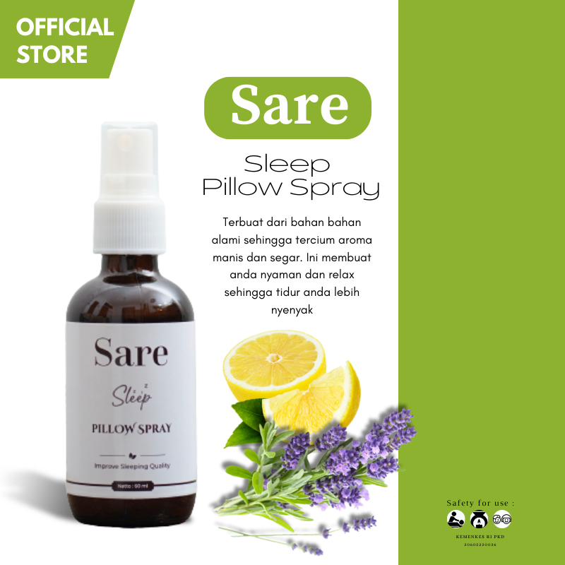 SARE Sleep Pillow Spray Anti Insomnia| Herbal Solusi Insomnia| Pengharum Bantal