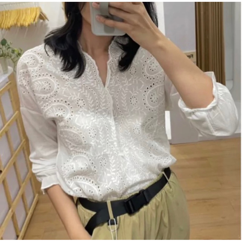Embroidery Blouse Lengan Panjang Bordir Katun