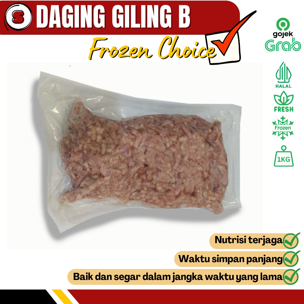 

Sapina Daging Sapi Daging Giling Cincang Premium B Halal 1kg (75/25CL)