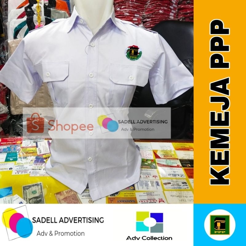 Kemeja PPP Seragam Partai PPP Baju PPP Putih Lengan Pendek Pria Bordir