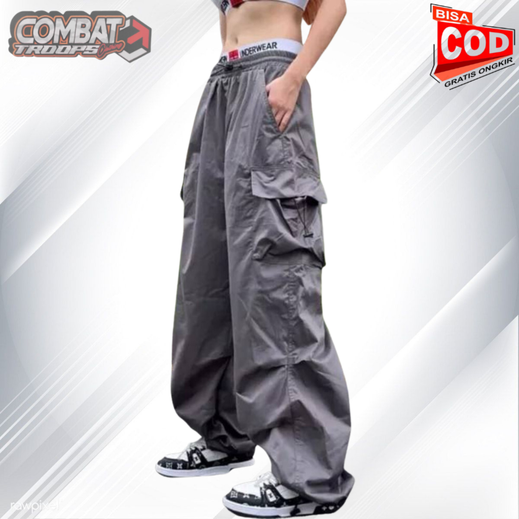 Celana Kasual Harajuku Kargo Teachwear Stretwear Wanita Cargo Pants Korean Style