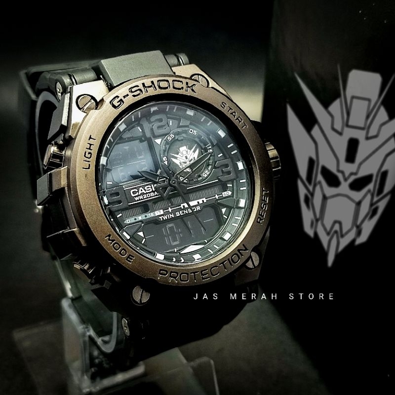 Jam Tangan Gundam X G Shock GST Black Digital Analog + Bonus