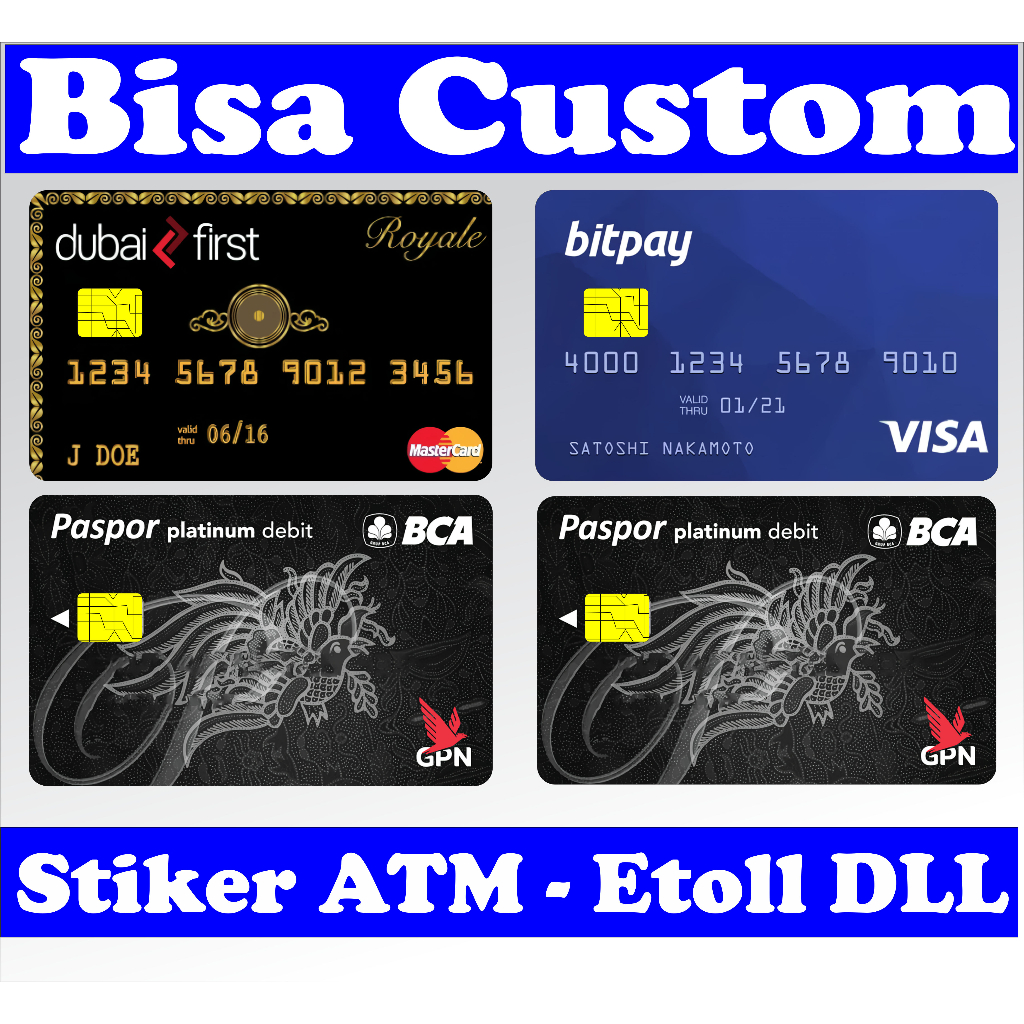 

Sticker Stiker Atm debit kredit Etoll emoney Brizzi flazz special hologram anti gores