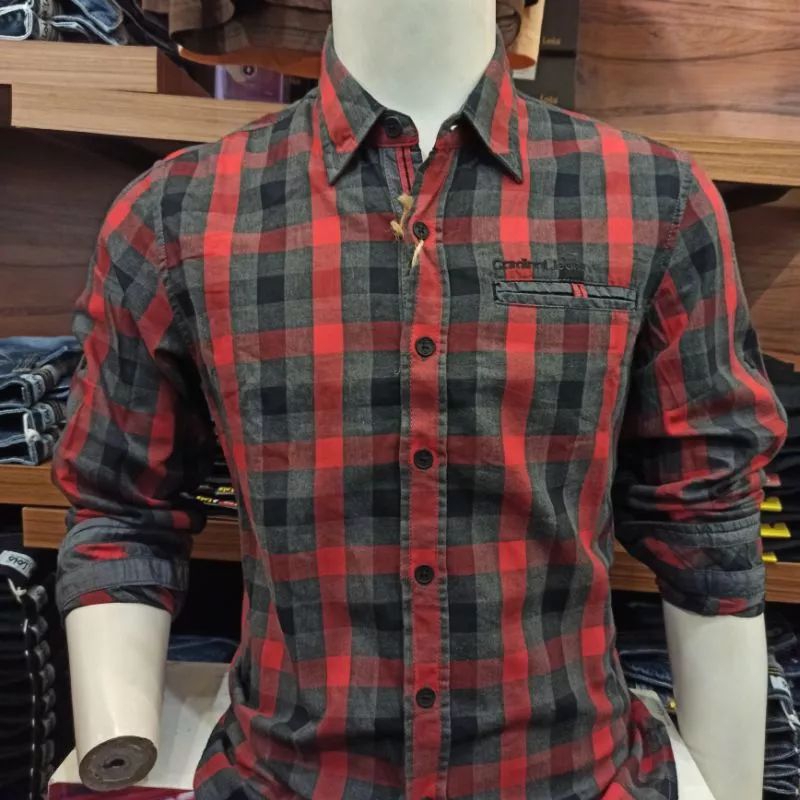 KEMEJA CARDINAL JEANS SLIMFIT ORIGINAL PRIA KOTAK MERAH (COD)