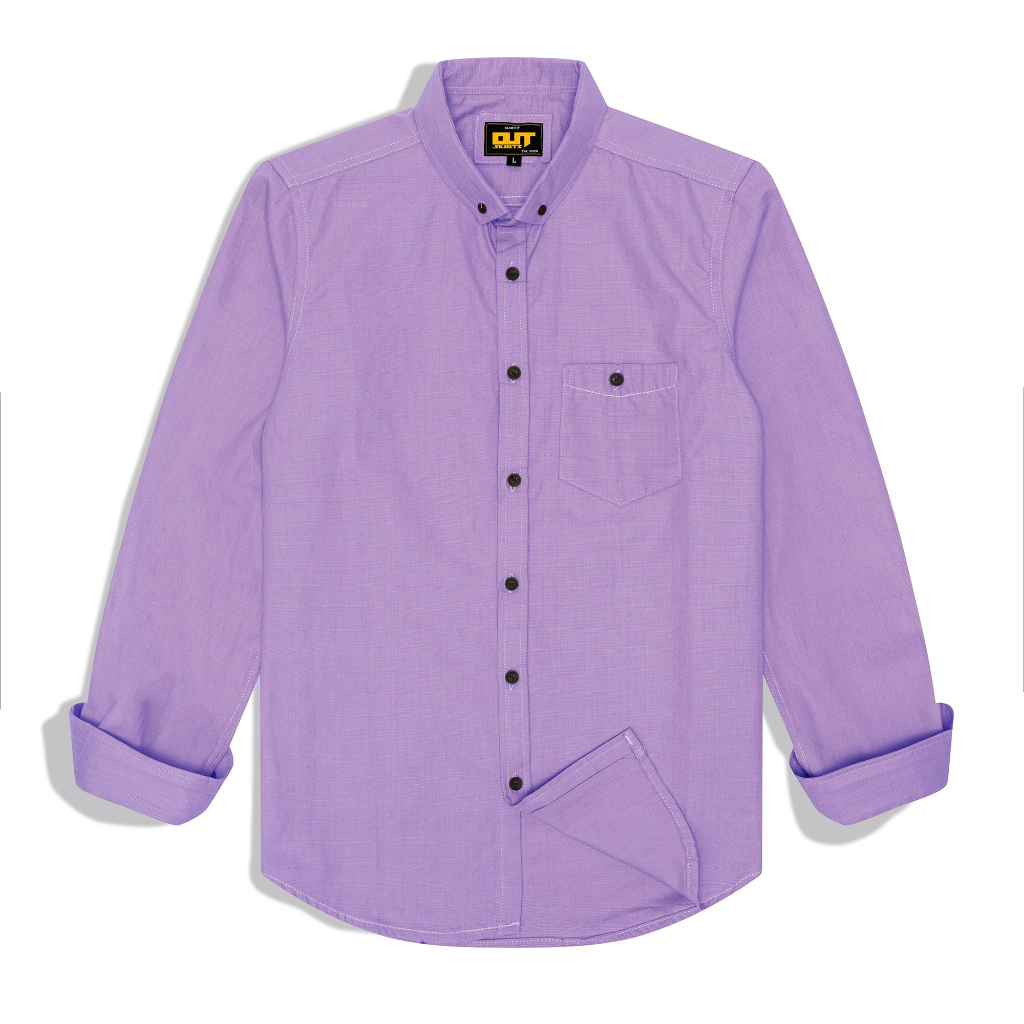 Outskirts - Long-sleeved Shirt Lilac | Kemeja Polos Ungu Pria Lengan Casual Slimfit
