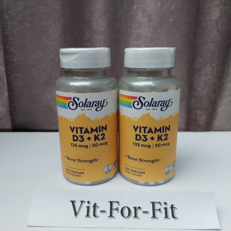 Solaray D3 + K2 || 120 vegcaps || D3 5000 iu || K2 MK7 50 mcg