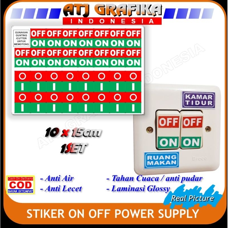 Stiker new on off saklar alat elektronik sticker power listrik